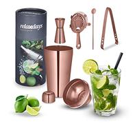 Relaxdays Cocktail Shaker Set, Stainless Steel, 5 Piece Bar Kit, 500 ml, Accessories for Home, Mixing, Bronze, 25.5 x 10.5 cm