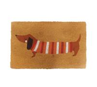 Relaxdays Coconut Door Mat Dachshund Non-slip Weather-resistant Indoor & Outdoor 60x40cm Multicoloured