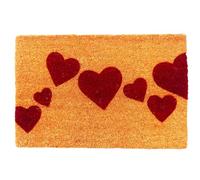 Relaxdays Coconut Doormat 60x40, Heart-patterned, non-slip, multicoloured