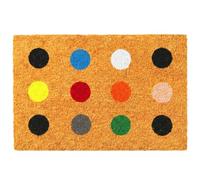 Relaxdays Coconut Doormat 60x40, Polka Dot Doormat, non-slip, weatherproof, indoor & outdoor doormat, multicoloured