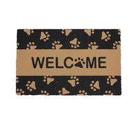 Relaxdays Coconut Doormat 80x50, Paw Mat, non-slip, weatherproof, indoor & outdoor doormat, natural/black