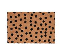 Relaxdays Coconut Doormat, Anti-Slip, Welcome Mat, Indoor & Outdoor, Dotted Print, HWD: 1.5 x 60 x 40 cm, Natural/Black, Coco