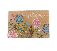 Relaxdays Coconut Doormat, Floral, 60x40 cm, non-slip, weather-resistant, indoor & outdoor mat, door mat, multicoloured
