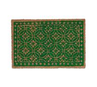 Relaxdays Coconut Doormat Floral Pattern, Green