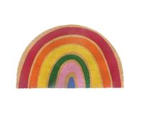 Relaxdays Coconut Doormat, half-round, 80x50 cm, Rainbow Design, indoor & outdoor, anti-slip, weatherproof, colourful