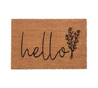 Relaxdays Coconut Doormat "Hello" with Flowers