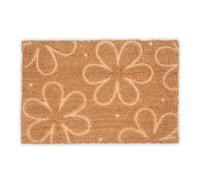 Relaxdays Coconut Doormat, Non-Slip, Engraved Flowers, Indoor & Outdoor, Shoe Mat, Dirt Trap, 1.5 x 60 x 40 cm, Natural, Coco