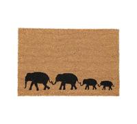 Relaxdays Coconut Doormat, Non-Slip, Mat with Elephants, Indoor & Outdoor, Dirt Trap, 1.5 x 60 x 40 cm, Natural/Black, Coco
