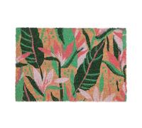 Relaxdays Coconut Doormat, Non-Slip, Mat with Floral Pattern, Indoor & Outdoor, Dirt Trap, 1.5 x 60 x 40 cm, Colourful, Coco