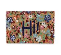 Relaxdays Coconut Doormat, Non-Slip, Welcome Mat, Floral Design, Indoor & Outdoor, Retro, 1.5 x 60 x 40 cm, Colourful, Coco