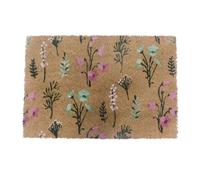 Relaxdays Coconut doormat with plants, 60 x 40 cm