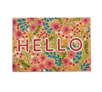 Relaxdays Coconut Fibre HELLO Doormat 40 x 60 cm Coir Welcome Mat with No-Slip Rubber PVC Underside, Colourful