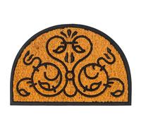 Relaxdays coconut-fibre/rubber mat, semi-circular, Baroque B, natural/black