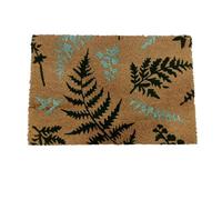 Relaxdays Coconut Mat, Ferns, 60x40 cm, non-slip, weather-resistant, indoor & outdoor mat, door mat, multicoloured