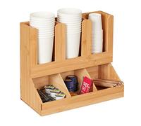 Relaxdays Coffee Organiser, Accessory, 6 Shelves, Bamboo, HxWxD: 29.5x34.5x17 cm, Station, Storage, Tea, Natural
