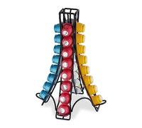 Relaxdays Coffee Pod Holder, Compatible with Nespresso, Stand for 32 Capsules, Metal, HWD: 30 x 21.5 x 21.5 cm, Black