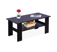 Relaxdays coffee table, HWD: 53.5x100x50 cm, living room table with lower shelf, modern coffee table, black