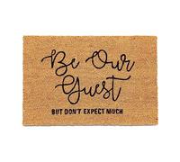 Relaxdays Coir Doormat, Be Our Guest, 40 x 60 cm, Non-Slip Welcome Mat, Weatherproof, Indoor & Outdoor, Natural/Black, Coco