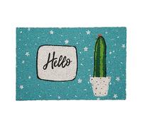 Relaxdays Coir Doormat, Cactus Design, Non-Slip Welcome Mat, 60 x 40 cm, Weatherproof, Indoor & Outdoor, Multicoloured, Coco