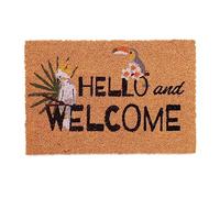 Relaxdays Coir Doormat, Hello and Welcome, 40 x 60 cm, Non-Slip Mat, Weatherproof, Indoors & Outdoors, Multicoloured, Coco