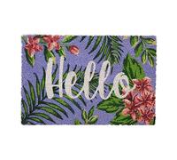 Relaxdays Coir Doormat, 'Hello', Hawaiian, 40 x 60 cm, Non-Slip Mat, Weatherproof, Indoors & Outdoors, Multicoloured, Coco