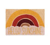 Relaxdays Coir Doormat, Hello Sunshine Text, 40 x 60 cm, Non-Slip Mat, Weatherproof, Indoors & Outdoors, Multicoloured, Coco