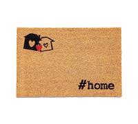 Relaxdays Coir Doormat, #home, 40 x 60 cm, Non-Slip Welcome Mat, Weatherproof, for Indoors & Outdoors, Natural/Black, Coco
