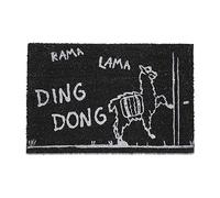 Relaxdays Coir Doormat, Llama Design, with Text, 40 x 60 cm, Non-Slip Welcome Mat, Indoors & Outdoors, Black/White, Coco