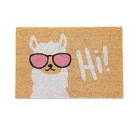Relaxdays Coir Doormat, Llama Print, Hi Text, 40 x 60 cm, Non-Slip Welcome Mat, Indoors & Outdoors, Multicoloured, Coco
