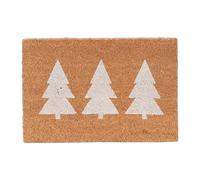 Relaxdays Coir Doormat, Pine Trees, 60x40 cm, Non-Slip, Weatherproof, Indoor & Outdoor, Shoe Cleaning Mat, Natural/White, 30% plastic 70% coconut