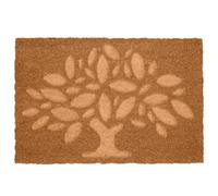 Relaxdays coir doormat, textured tree design, 60 x 40 cm, natural