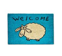 Relaxdays Coir Doormat WELCOME Sheep Blue