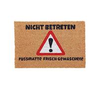 Relaxdays Coir Doormat, with German Text, 60 x 40 cm, Non-Slip Welcome Mat, Entrance, Indoor & Outdoor, Natural/Black, Coco