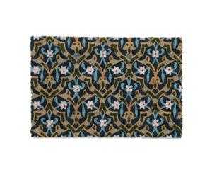 Relaxdays Coir Doormat with Oriental Floral Design