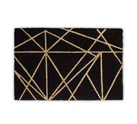 Relaxdays Coir Doormat with Pattern, HxWxD: 1.5 x 60 x 40 cm, Rectangular, Nonslip, Coconut Fibre, Rubber, Black-Natural Brown