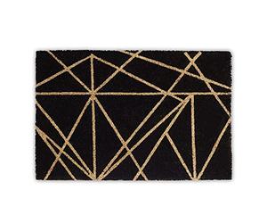 Relaxdays Coir Doormat with Pattern, HxWxD: 1.5 x 60 x 40 cm, Rectangular, Nonslip, Coconut Fibre, Rubber, Black-Natural Brown