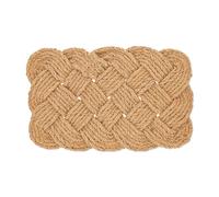 Relaxdays Coir Rug, Knot Pattern, 75 x 45 cm, Handmade, Door Mat, Welcome Entrance Mat, Natural Colour