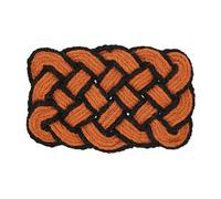 Relaxdays Coir Rug, Knot Pattern, 75 x 45 cm, Handmade, Door Mat, Welcome Entrance Mat, Orange/Black