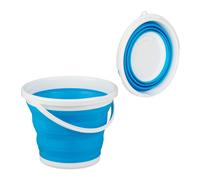 Relaxdays Folding Bucket, 10L Mopping Bin, Collapsible for Car, Camping and Festivals, Blue