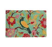 Relaxdays Colourful Bird Flowers Welcome Doormat Coir, 40 x 60 cm, Door Mat Inside & Outside, Non-Slip, Multicoloured, Coco