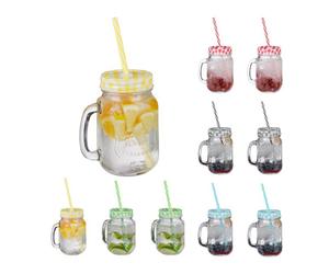Relaxdays Colourful Drinking Jars Set of 10