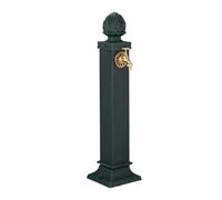Relaxdays Column Fountain, Garden Water Featue, with Tap, 80 x 18.5 x 22 cm, Standing Patio Ornament, Floor Mount, Green, 40% Aluminium