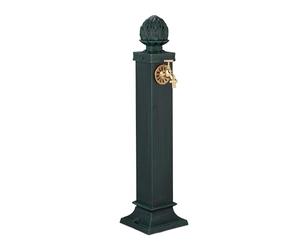 Relaxdays Column Fountain, Garden Water Featue, with Tap, 80 x 18.5 x 22 cm, Standing Patio Ornament, Floor Mount, Green