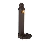Relaxdays Column Fountain, Garden Water Featue, with Tap & Basin, HWD: 77 x 29 x 33.5 cm, Standing Patio Ornament, Brown, 40% Aluminium