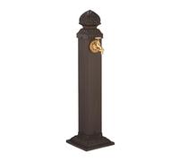 Relaxdays Column Fountain, Garden Water Feature, Golden Tap, 81x21x24.5 cm, Standing Patio Ornament, Floor Mount, Brown
