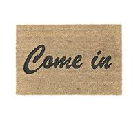 Relaxdays Come In Print Welcome Doormat Coir Rubber, 40 x 60 cm, Door Mat Inside & Outside, Non-Slip, Natural Coir/Black