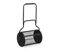 Relaxdays Compost Spreader for Lawns, Mesh Basket 75 L, Garden Peat Roller with Handle, HWD: 118x68x40 cm, Black, Steel, Foam