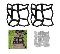 Relaxdays Concrete Mould, 2x Set, Irregular Shape, Cement Cast, Pavement Stone, Patio, Plaster, HxWxD: 4x42x42cm, Black