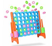 Relaxdays Connect Four XXL, outdoor, kids & adults, light blue/orange