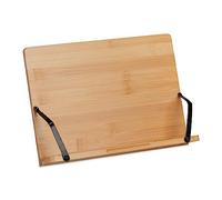 Relaxdays Cookbook Holder, Reading Stand, Bamboo, 4 Angles, Foldable, Book Holder, H x W: 19 x 28 cm, Natural